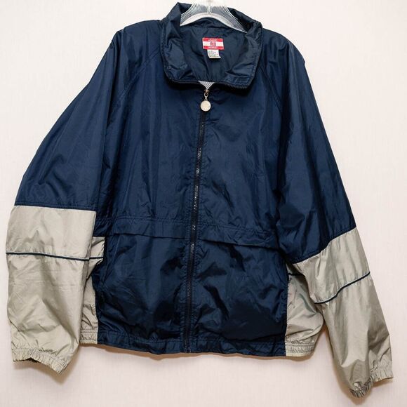 VTG AW Athletic Works Mens L Large Jacket Windbreaker Lined Nylon Full Zip rain - Picture 1 of 8